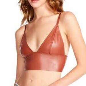 Tan Faux Leather Bralette